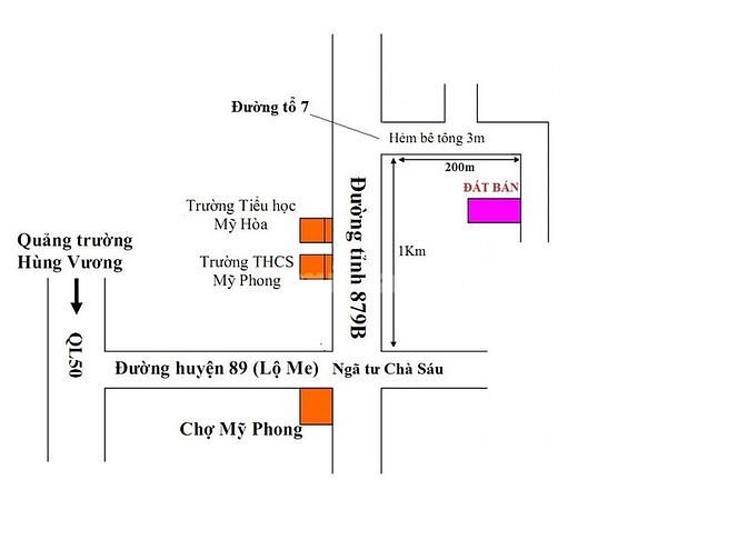 Đất nền 155m2, thổ cư 100m2, đường công cộng, Xã Mỹ Phong, TP.Mỹ Tho,