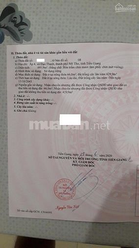 Đất Biệt Thự vườn + thổ cư 500m2 Đạo Thạnh, tp Mỹ Tho, TG 1,6ty 1,