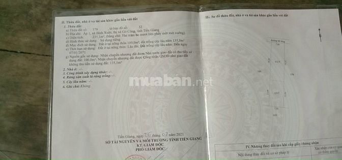 Bán đất bình xuân thị xã gc 237m2 thổ 100m2 đường đan 3m